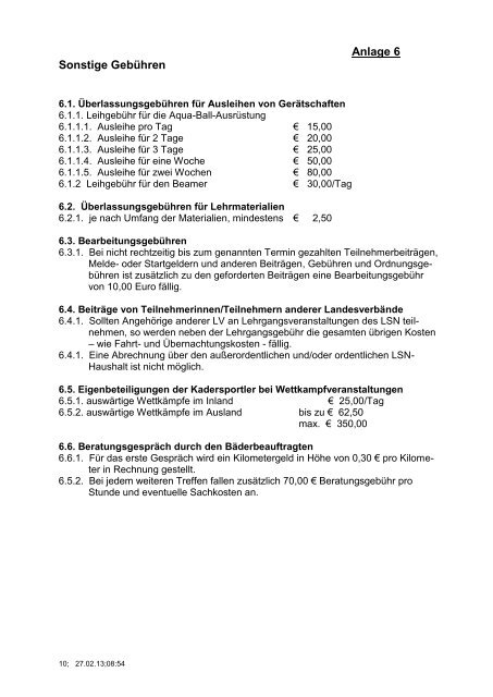 Abschnitt A – Gebühren - Landesschwimmverband Niedersachsen eV