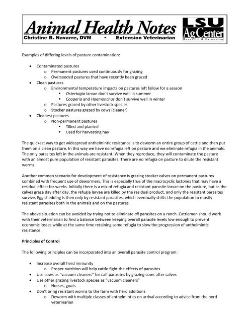 Best Management Practices Parasite Control in Beef Cattle