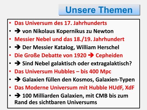 vom Sonnensystem zum Rand des Universums