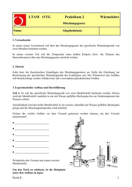 LTAM 11TG Praktikum 2 Wärmelehre