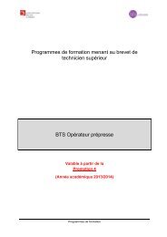 Programmes de formation menant au brevet de technicien supérieur ...