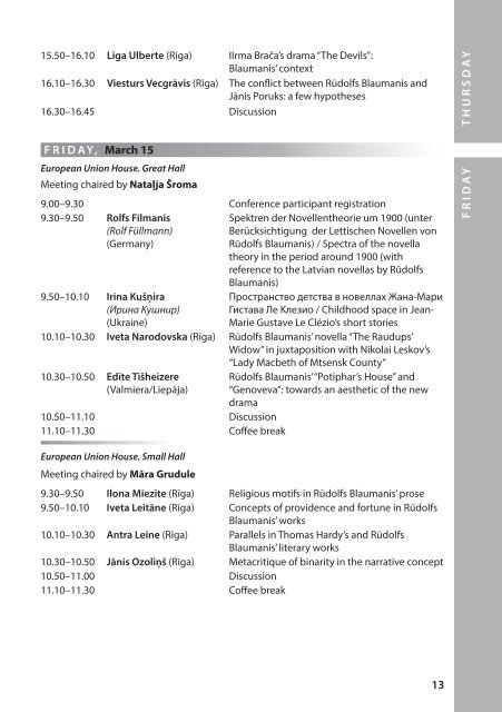 Konferences programma - Latvijas Universitāte