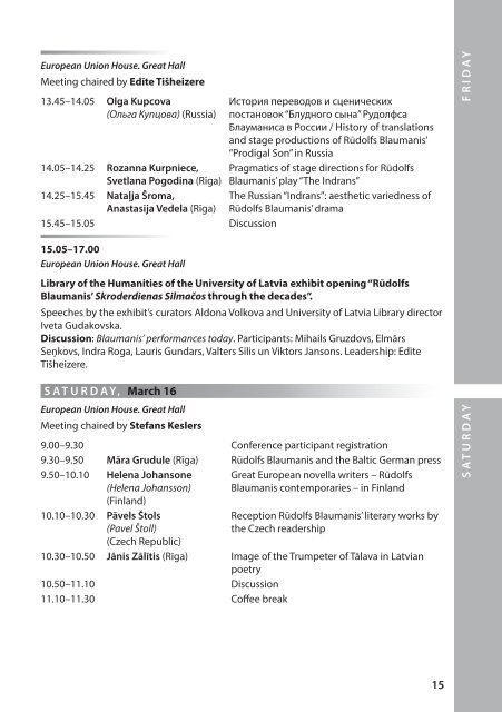 Konferences programma - Latvijas Universitāte