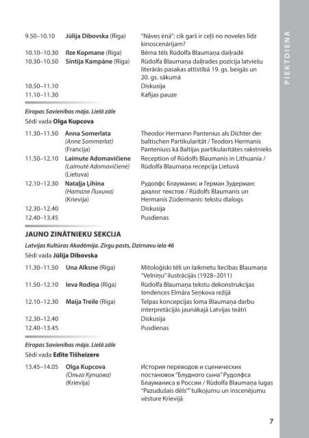 Konferences programma - Latvijas Universitāte