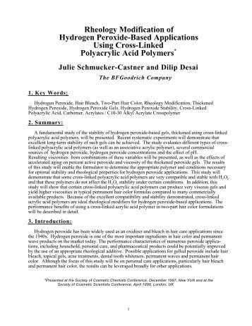 Rheology Modification of Hydrogen Peroxide Based ... - Lubrizol