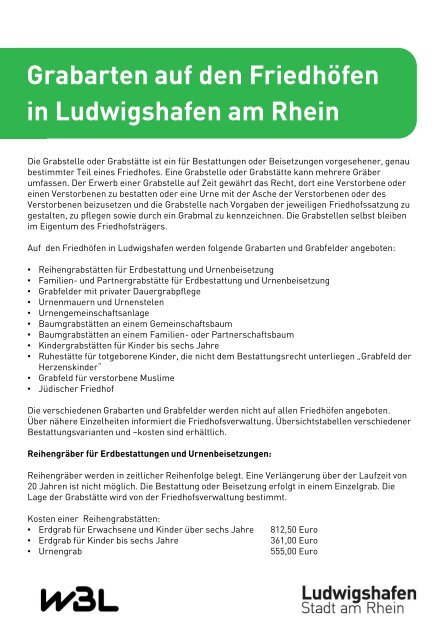 Infoblatt Grabarten (pdf, 129.4 kB) - Ludwigshafen