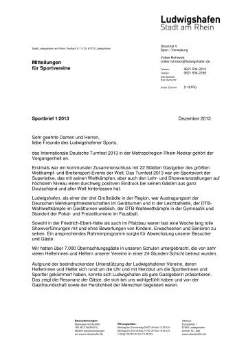 Sportbrief 1/2013 (pdf, 117.8 kB) - Ludwigshafen
