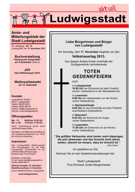 Mitteilungsblatt Aktuelle Ausgabe - Ludwigsstadt