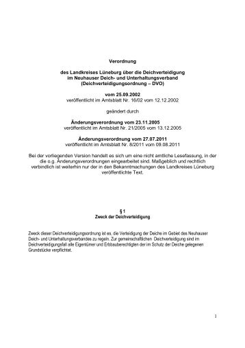 verordnung Neuhauser Deich- u. Unterhaltungsverband - Lüneburg