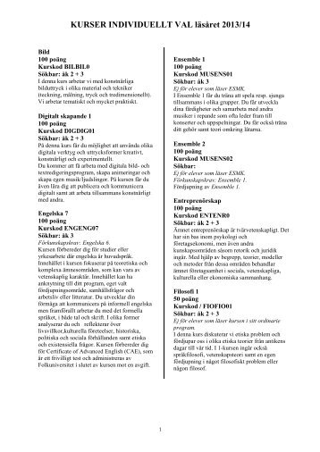 Kurser Individuellt val 2013-14