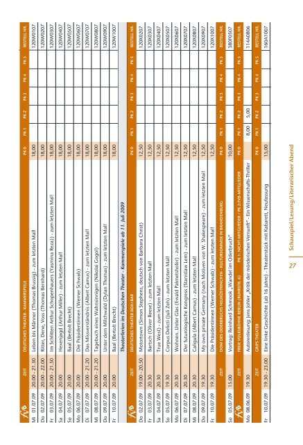 06/2009 Spielplan ab Juli - Freie Volksbühne Berlin