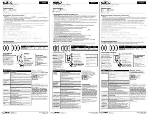 0301649 Maestro Electronic Low-Voltage Dimmer - Lutron