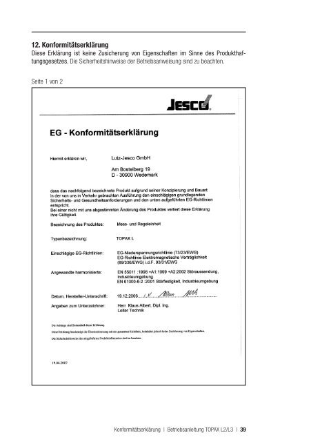 TOPAX L2 / L3 Betriebsanleitung - Lutz-Jesco GmbH