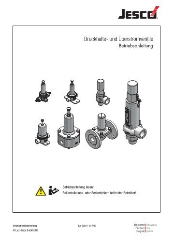 Druckhalte- und Überströmventile - Lutz-Jesco GmbH