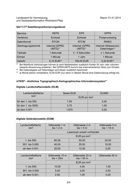 Entgelte und Gebühren - Landesamt für Vermessung und ...