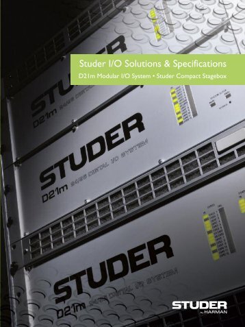 Studer I/O Solutions & Specifications