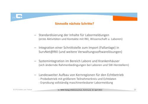 Pilotprojekt zur EinfÃ¼hrung eines elektronischen ... - LZG.NRW