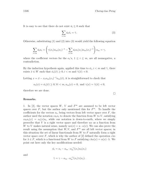 A Note on D. Bartl's Algebraic Proof of Farkas's Lemma 1 Introduction