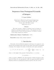 Sequences from Pentagonal Pyramids of Integers - HIKARI Ltd