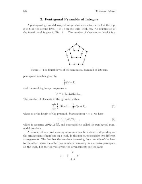 Sequences from Pentagonal Pyramids of Integers - HIKARI Ltd