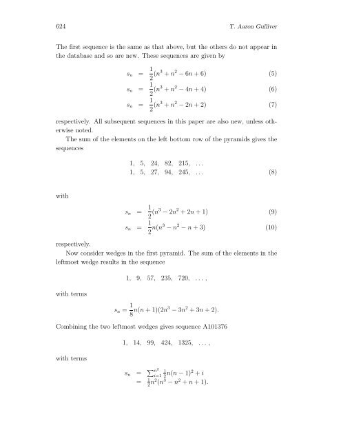 Sequences from Pentagonal Pyramids of Integers - HIKARI Ltd