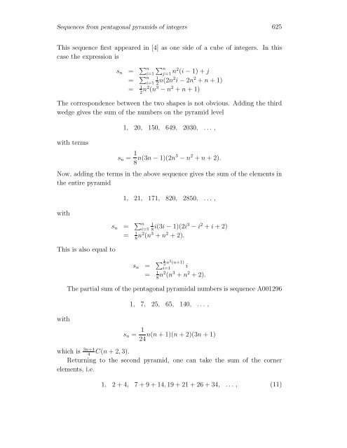 Sequences from Pentagonal Pyramids of Integers - HIKARI Ltd