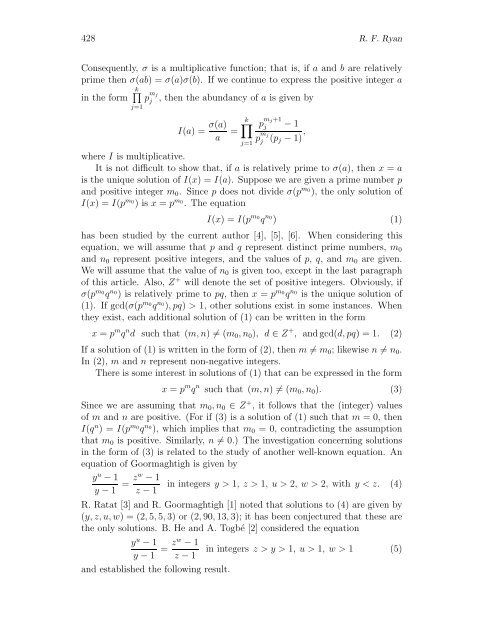 An Abundancy Result for the Two Prime Power Case ... - HIKARI Ltd