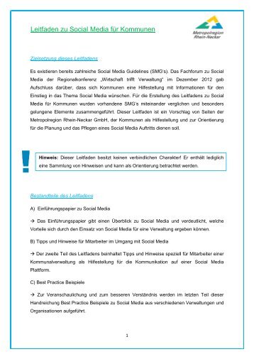 Leitfaden zu Social Media für Kommunen - Metropolregion Rhein ...