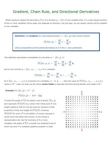 Gradient, Chain Rule, and Directional Derivatives