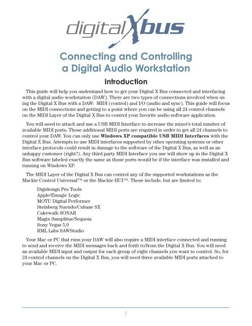 Connecting And Controlling A Daw Mackie