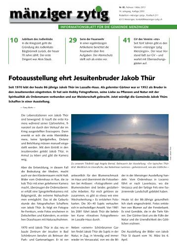 10 29 Fotoausstellung ehrt Jesuitenbruder Jakob ... - Mänziger Zytig