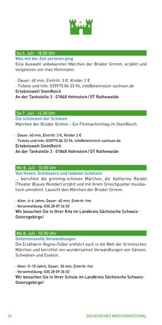 2. sächsisches märchenfestival 1. – 9. Juli 2013 - Märchenland
