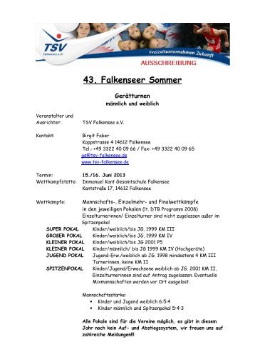 Ausschreibung Falkenseer Sommer 2013