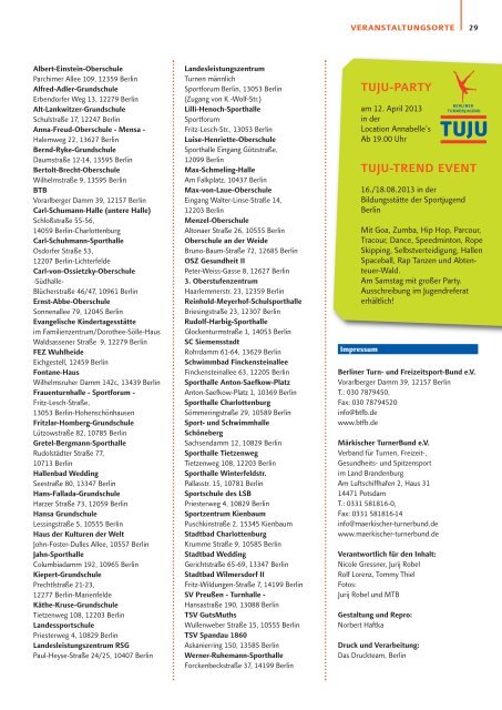 Turnmagazin Akademie-Programm 2013 des MTB und BTB