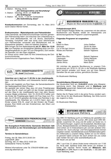 Amts- und Informationsblatt 3. Orschweirer ... - Stadt Mahlberg