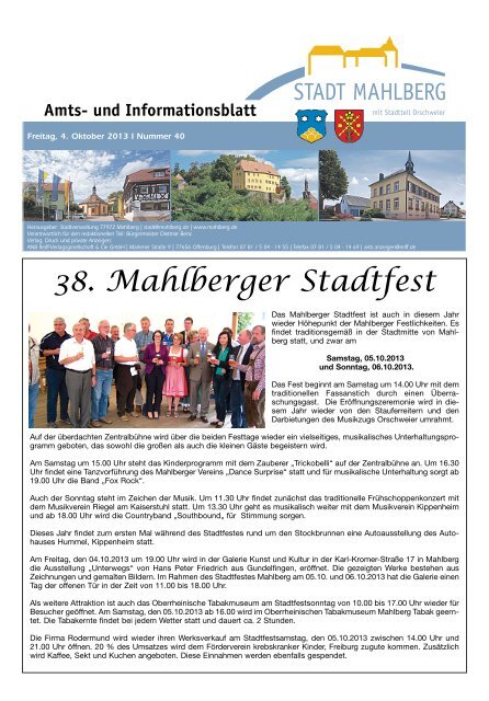 38. Mahlberger Stadtfest - Stadt Mahlberg