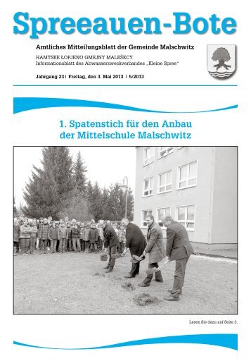 1. Spatenstich für den Anbau der Mittelschule Malschwitz