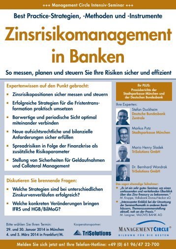 Seminar: Zinsrisikomanagement in Banken - Management Circle AG