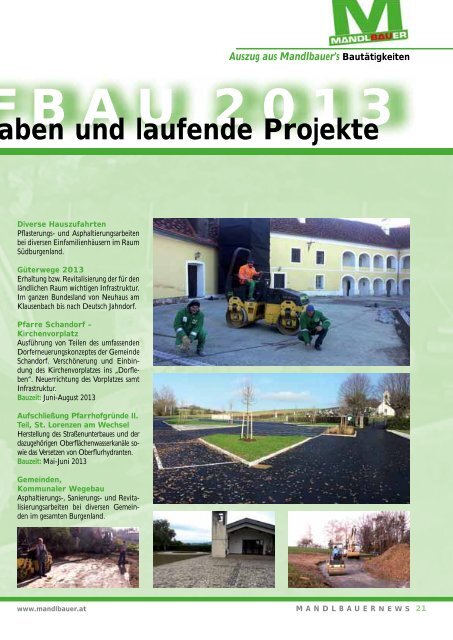 Mandlbauer News 2013 - Mandlbauer Bau GmbH