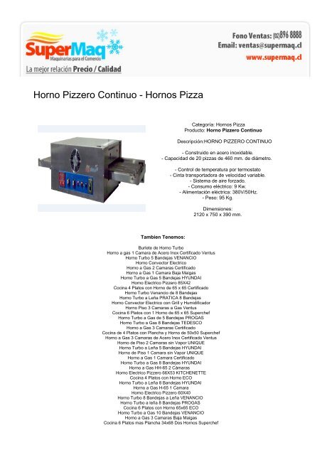 Horno Pizzero Continuo - Hornos Pizza - Maquinas Maigas
