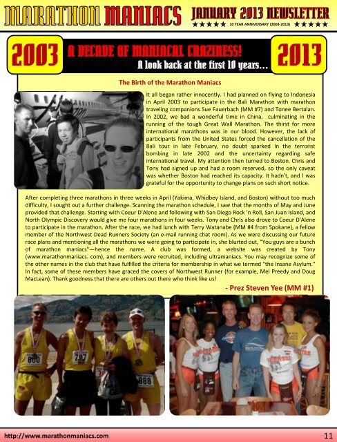 January 2013 - Marathon Maniacs