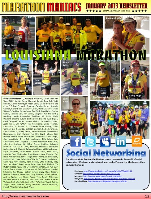 January 2013 - Marathon Maniacs