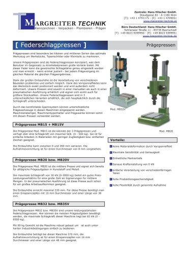Katalog Prägepressen - Margreiter Technik Hans Hilscher GmbH