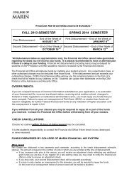 13-14 Financial Aid Disbursement Schedule - College of Marin