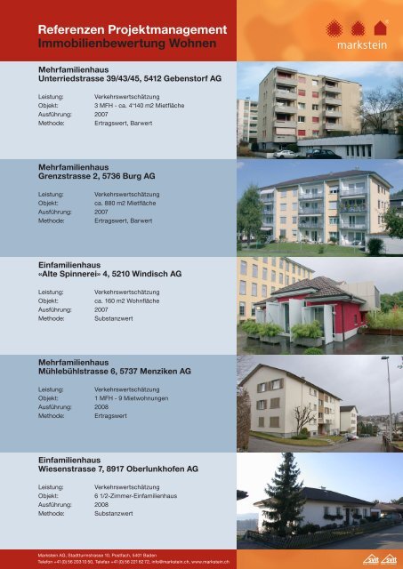 Immobilienbewertungen Wohnen - Markstein AG