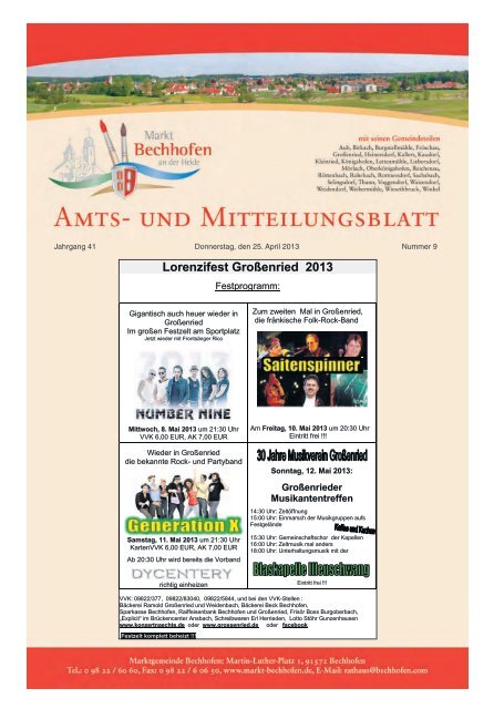 Mitteilungsblatt vom 25.04.2013 - Markt Bechhofen