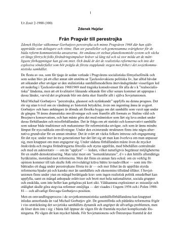 Zdenek Hejzlar: Från Pragvår till perestrojka - Marxistarkiv