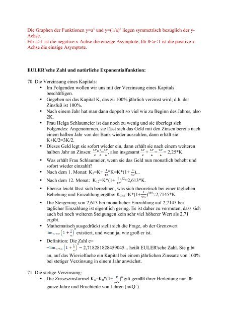 1) Potenzen, Wurzelfunktionen, Logarithmus und Exponentialfunktion