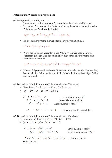 1) Potenzen, Wurzelfunktionen, Logarithmus und Exponentialfunktion