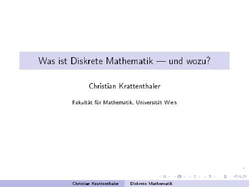 diskret - an der Fakultät für Mathematik! - Universität Wien